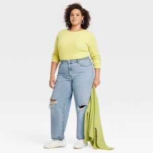 Universal Thread Mid Rise 90s Baggy Distressed Jeans - Medium Wash